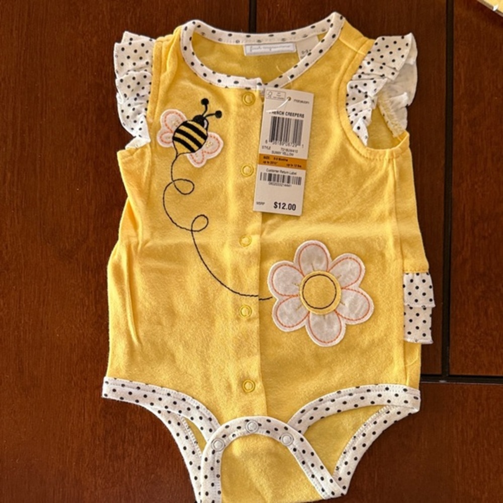 First Impressions Yellow Polka Dot One Piece, 0-3mo baby